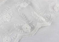 Dubai Guipure White Embroidered Lace Fabric Fabric , Scalloped Edge Lace Fabric