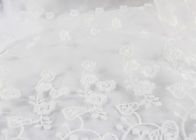 White Floral Guipure Embroidery Lace Fabric / Sequin Bridal Mesh Fabric For Wedding Dress