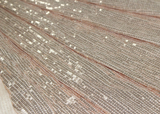 Champagne Gold Flat Shine Sequin Fabric For Formal Dress