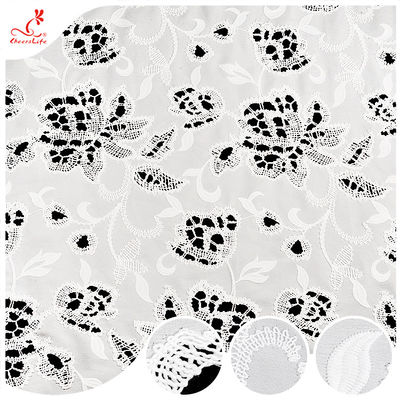 গরম বিক্রয় সাদা সূচিকর্ম ফুলের ফ্যাব্রিক নরম হোল আউট আইলেট পলিস্টার সূচিকর্ম ফ্যাব্রিক